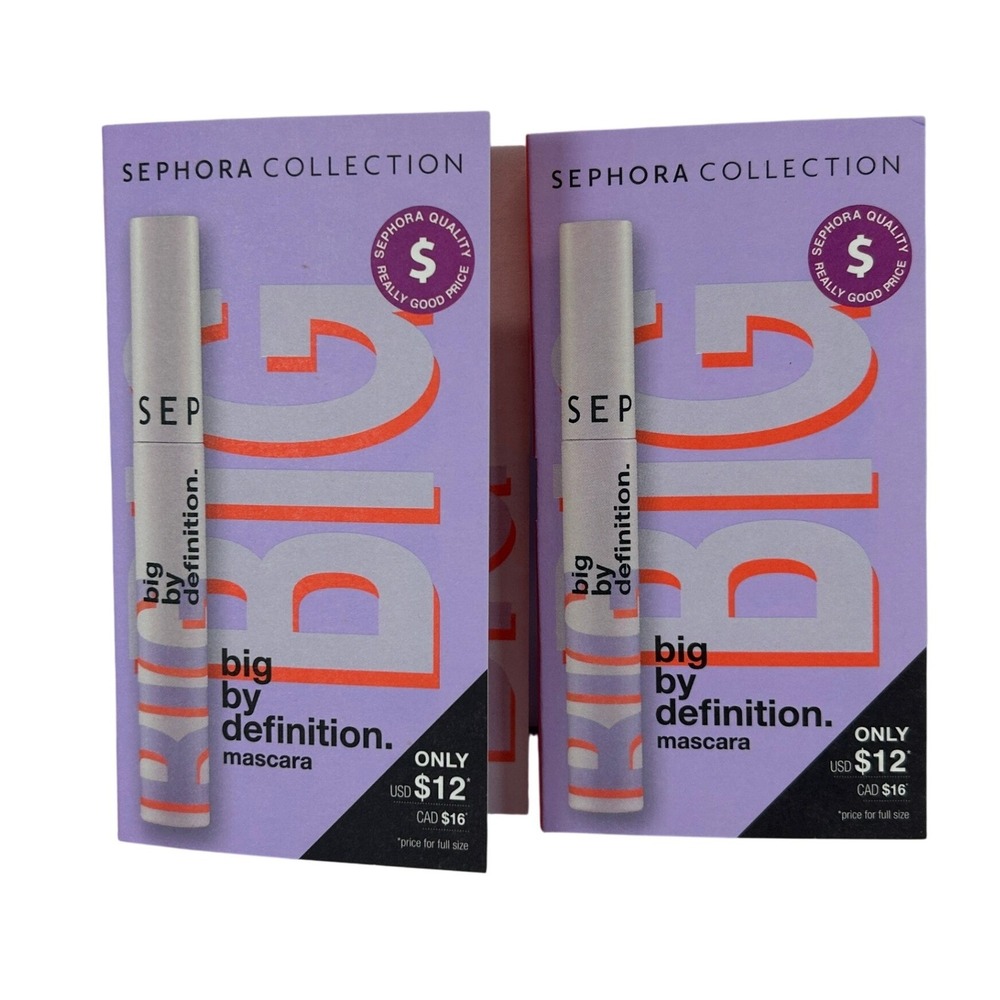 2 Sephora Collection Big By Definition Mascara Ultra Black 1.9g Mini Travel